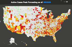 US Company Megaputer Provides Interactive Geo Map Forecasting the Peak of COVID-19 Active Cases and Deaths for US Counties