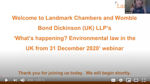 What’s happening? Environmental law in the UK from 31 December 2020 - Webinar