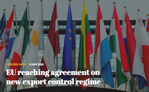 EU reaching agreement on new export control regime