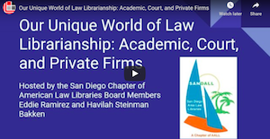 Our Unique World of Law Librarianship: Academic, Court, and Private Firms