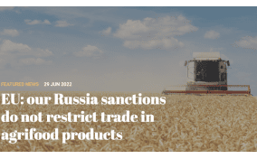 EU: our Russia sanctions do not restrict trade in agrifood products