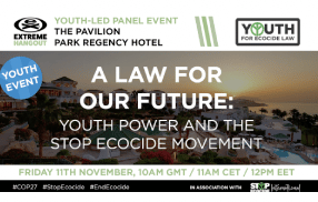 COP: A LAW FOR OUR FUTURE: YOUTH POWER AND THE STOP ECOCIDE MOVEMENT Friday, November 11, 2022 10:00 AM  11:00 AM