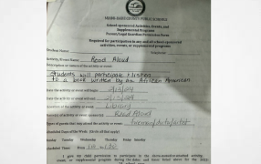 Miami-Dade county public school parents required to give written permission for their children to engage with the work of a black author