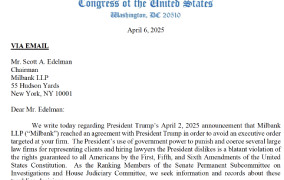 Sen. Richard Blumenthal (D-Conn.) and Rep. Jamie Raskin (D-Md.) are pressing the White House and six top law firms in open letter  about alleged deals struck with the Trump administration