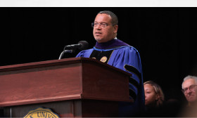 Minnesota Attorney General Keith Ellison tells Suffolk law graduates, 'There’s nothing partisan about the rule of law.'