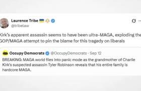 Harvard Law professor, Laurence Tribe, spreads debunked rumor about Charlie Kirk assassination suspect