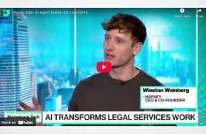 You Tube: Harvey CEO Winston Weinberg explains why the startup is betting it can win the legal market by staying in its own lane. He joins Caroline Hyde and Ed Ludlow on “Bloomberg Tech.”