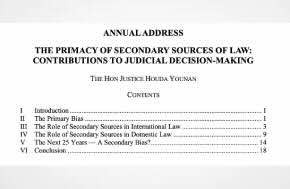 Published: Melbourne Journal of International Law 2025 Annual Address by Hon Justice Houda Younan and titled 'The Primacy of Secondary Sources of Law: Contributions to Judicial Decision-Making',